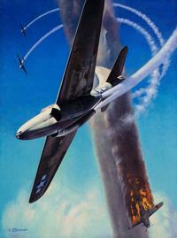 LEYDENFROST, Alexander (1888-1961). Airacomets Fly Rings Around the Japs. c. 1945.