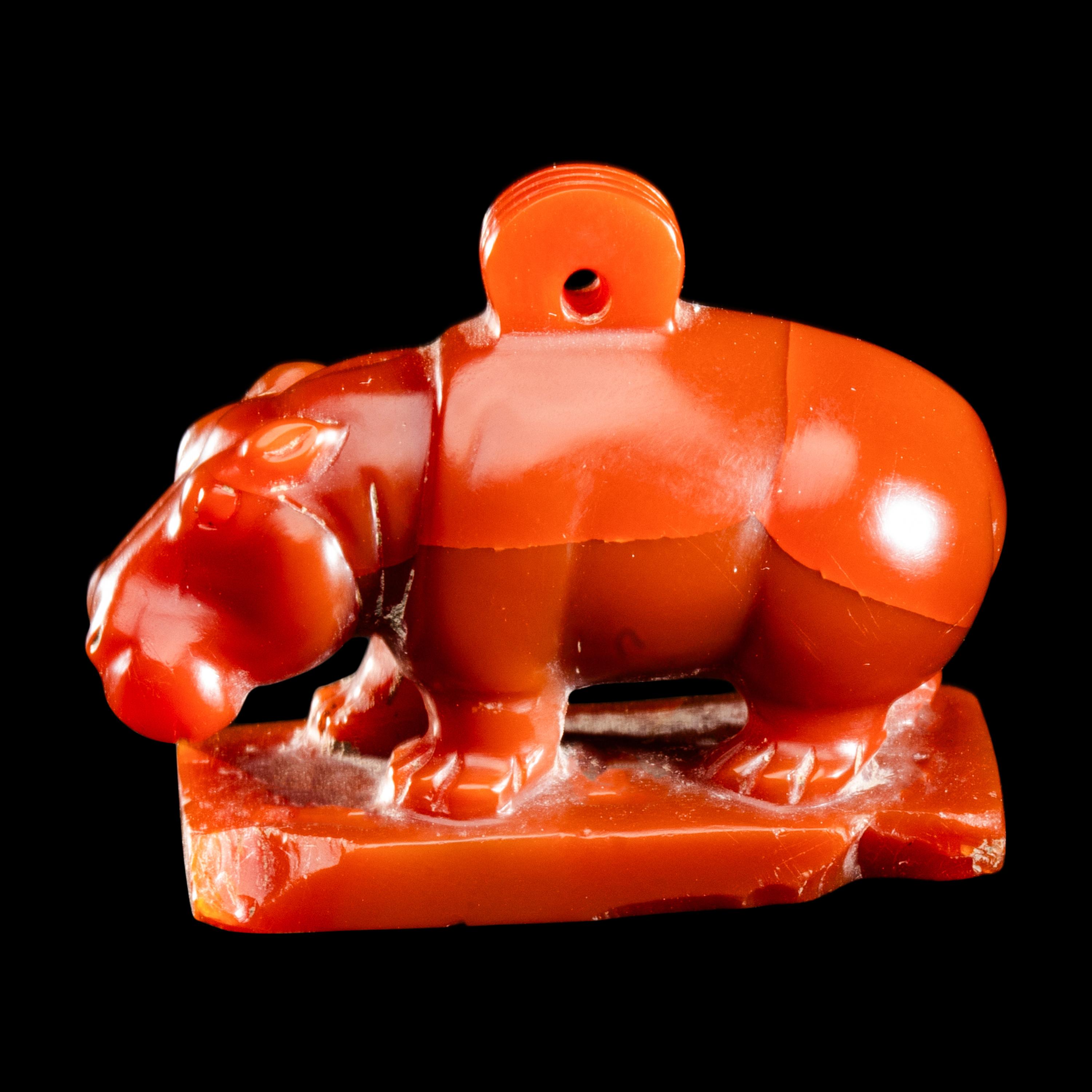 An Egyptian Carnelian Hippopotamus Amulet