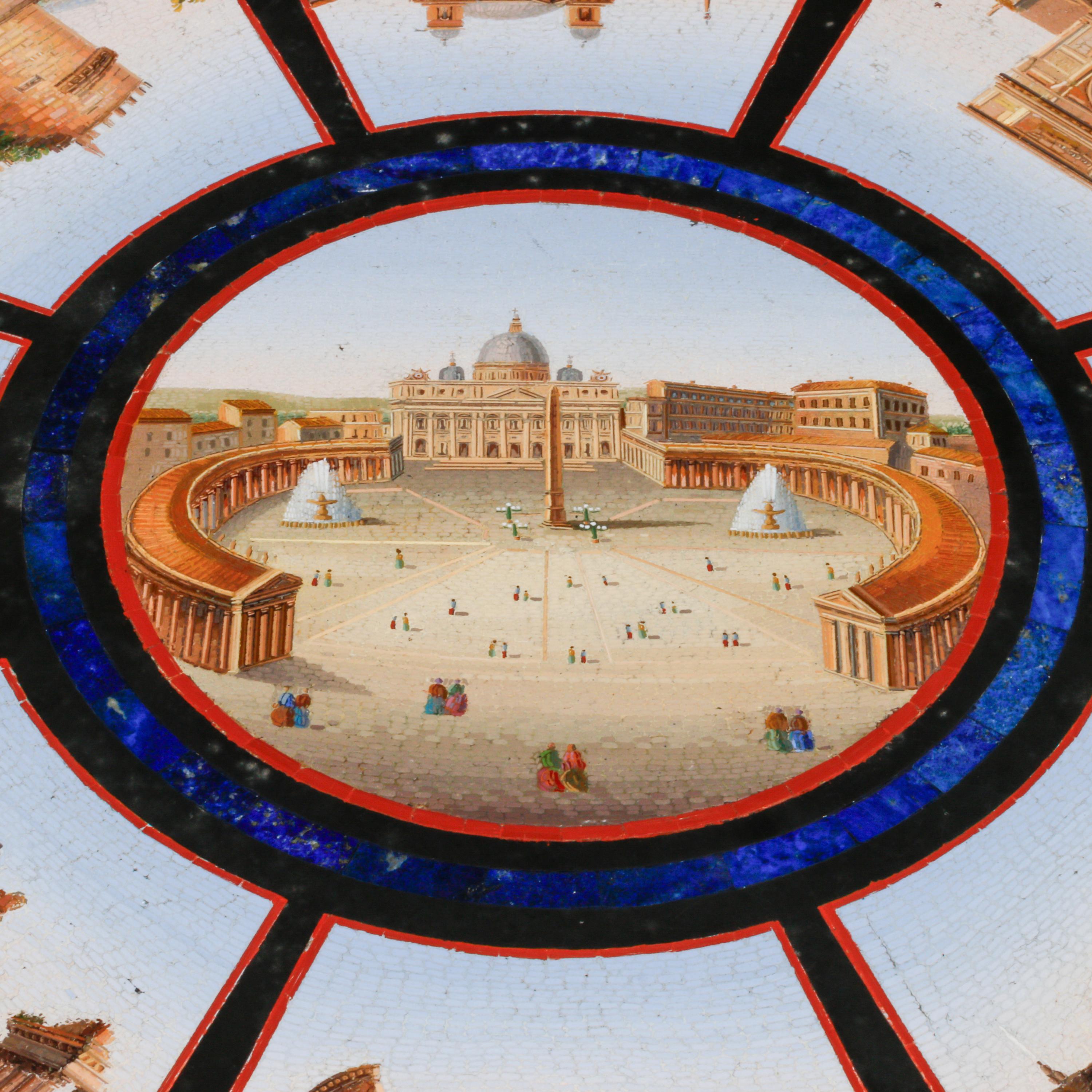 An Italian Micromosaic Plaque-Inset and Gilt Bronze Mounted Table
