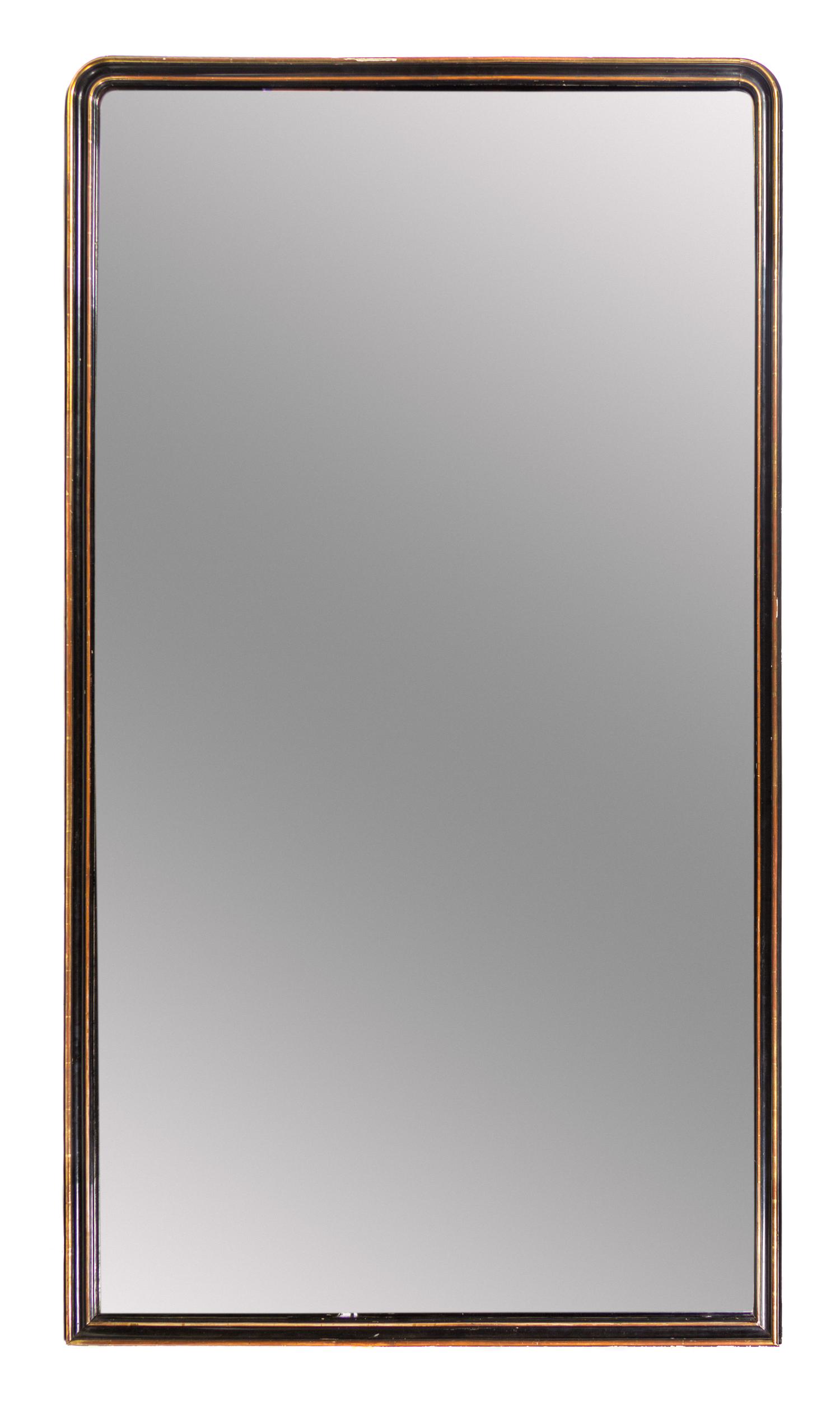 A Large Gilt and Ebonized Pier or Overmantel Mirror Height 89 x width 49 inches. — 20TH CENTURY