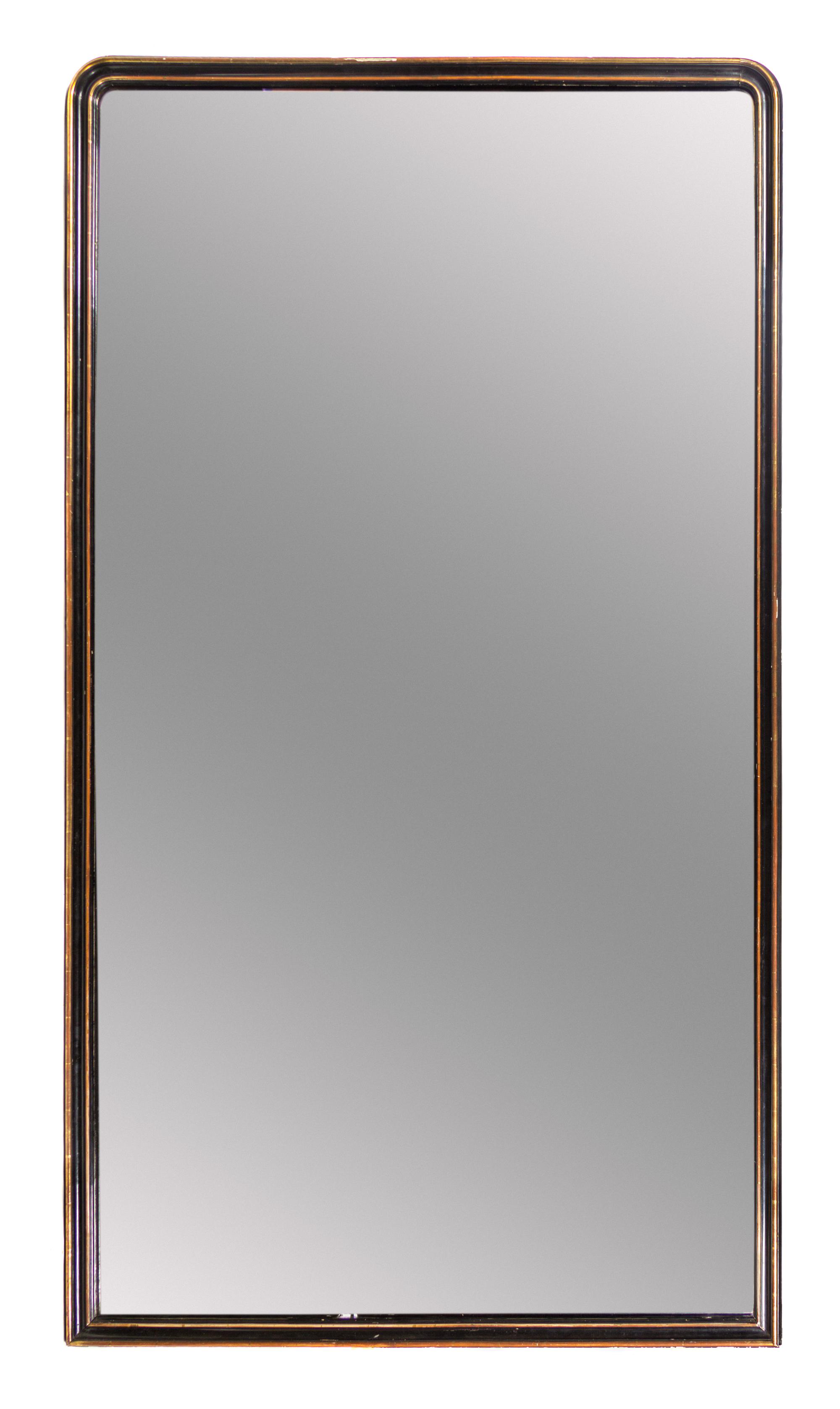 A Large Gilt and Ebonized Pier or Overmantel Mirror Height 89 x width 49 inches. — 20TH CENTURY