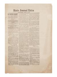 [LINCOLN ASSASSINATION]. State Journal Extra . Springfield, 15 April 1865.
