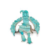 Eagle Dancer Slide / Brooch, with Channel Inlaid Carved Turquoise