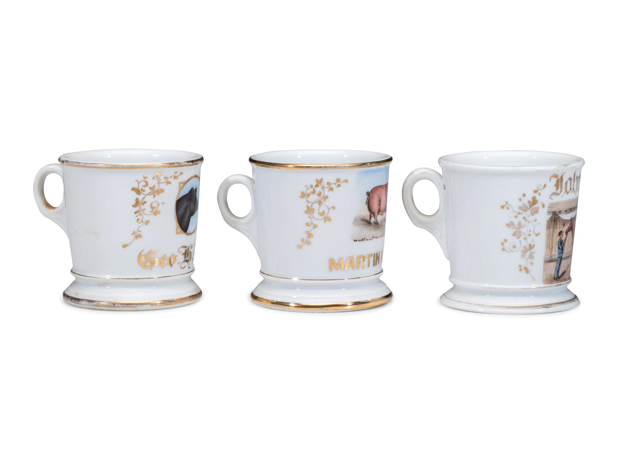 Three Farmer's Porcelain Occupational Shaving Mugs