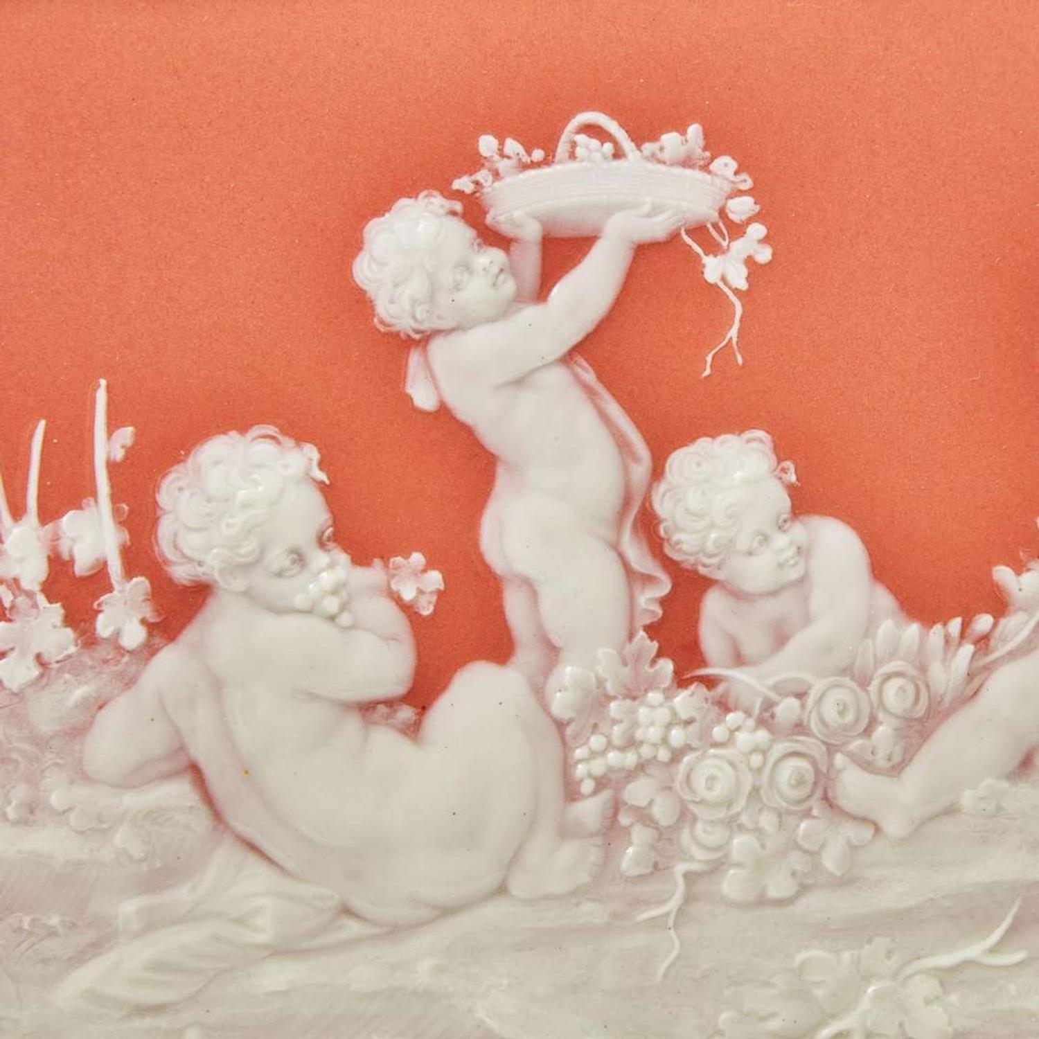 An English pate-sur-pate porcelain plaque J. H. Cope & Co., England, circa 1900