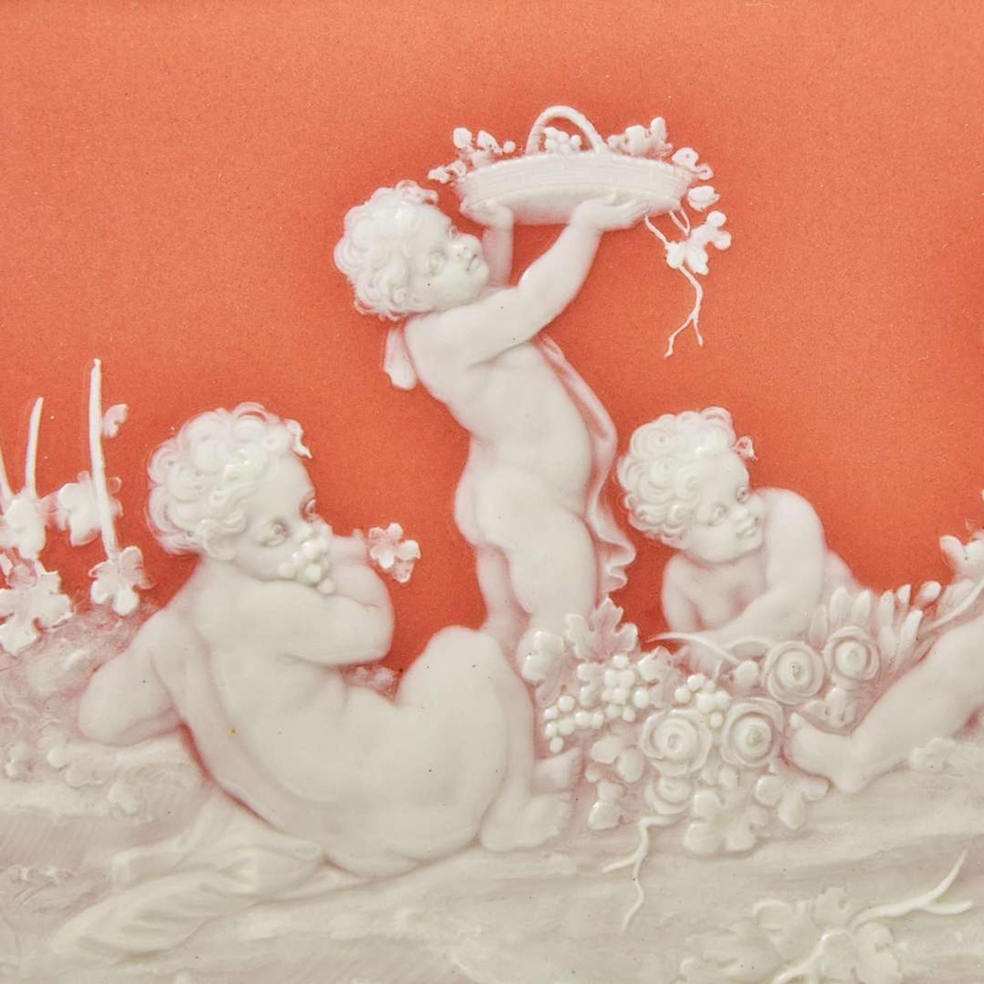 An English pate-sur-pate porcelain plaque J. H. Cope & Co., England, circa 1900