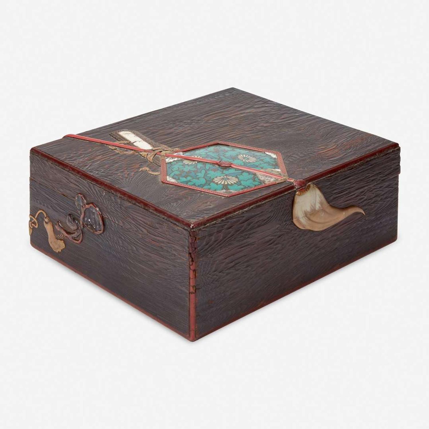A large Japanese embellished wood box 日本镶嵌木盒 Edo/Meiji period ?????