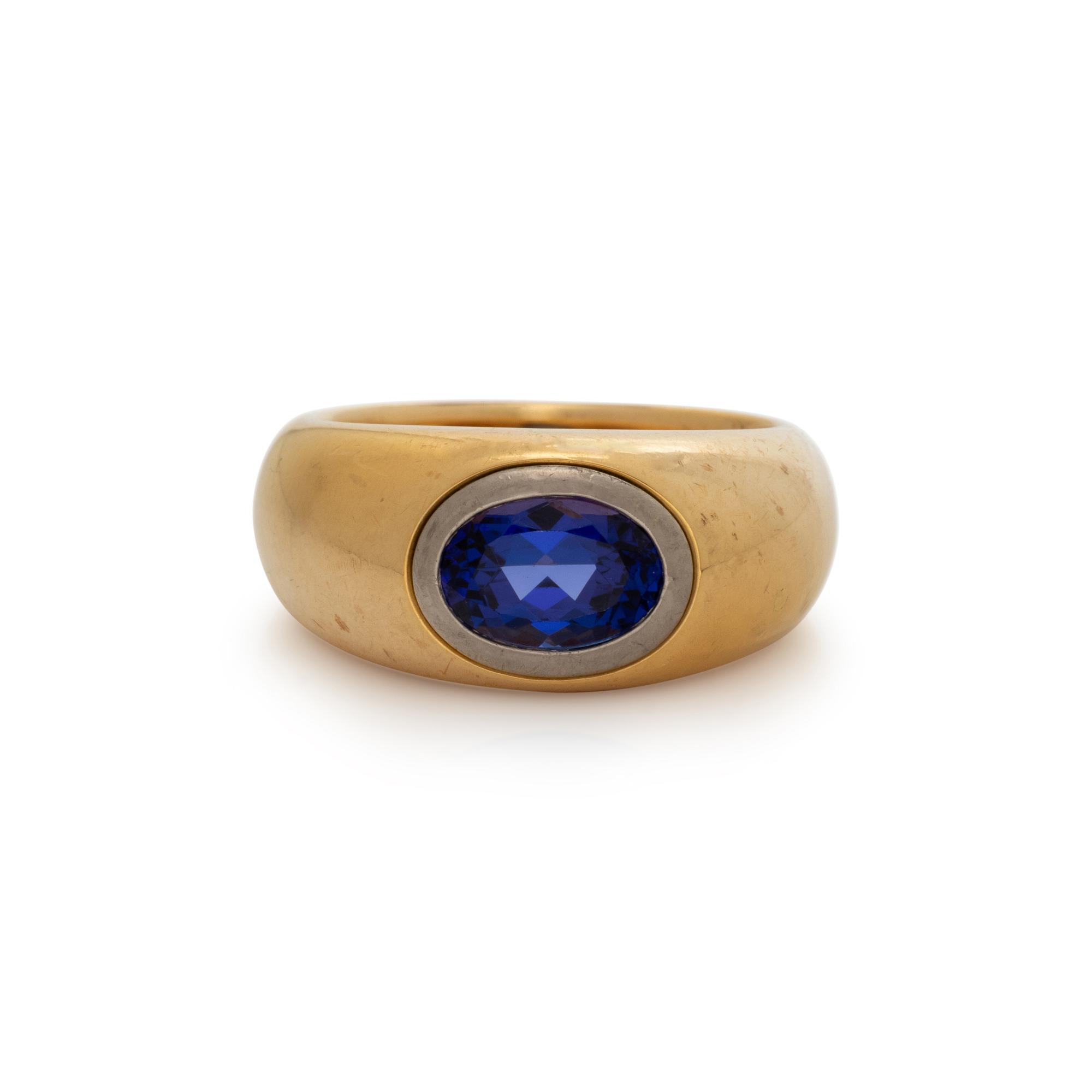 THOMAS LEYSER, BICOLOR GOLD AND TANZANITE RING