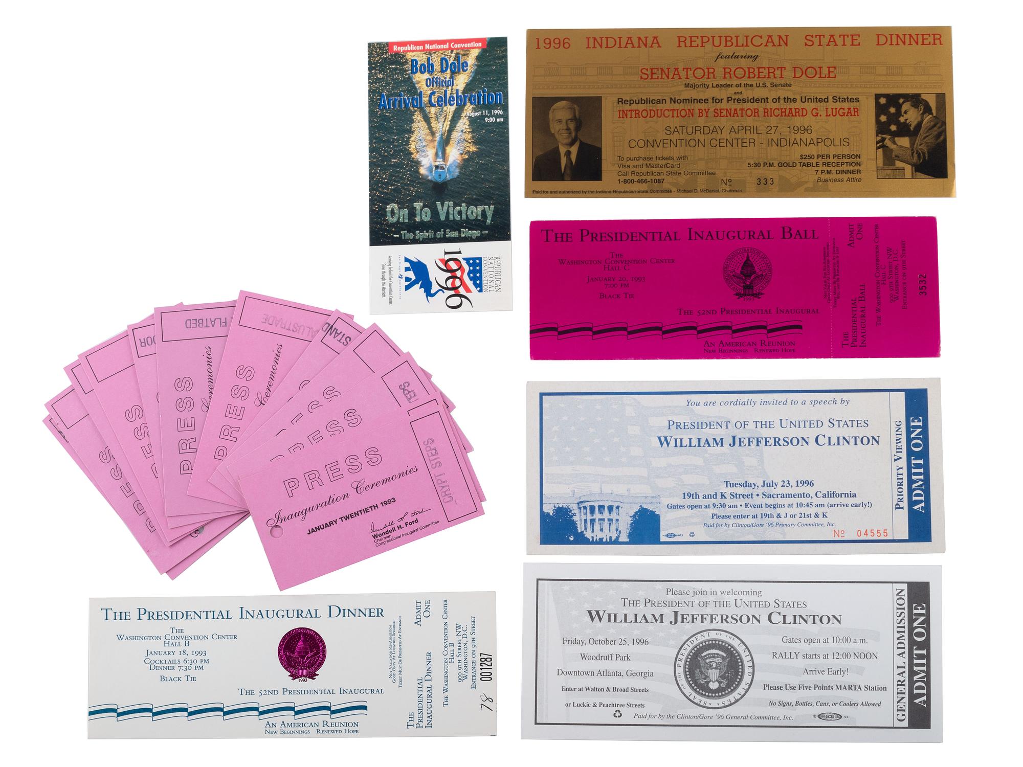 [CLINTON, William Jefferson (b. 1946)]. Signed pamphlet with inauguration and presidential ephemeral