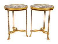 A Pair of Neoclassical Style Gilt Bronze and Marble Tables
