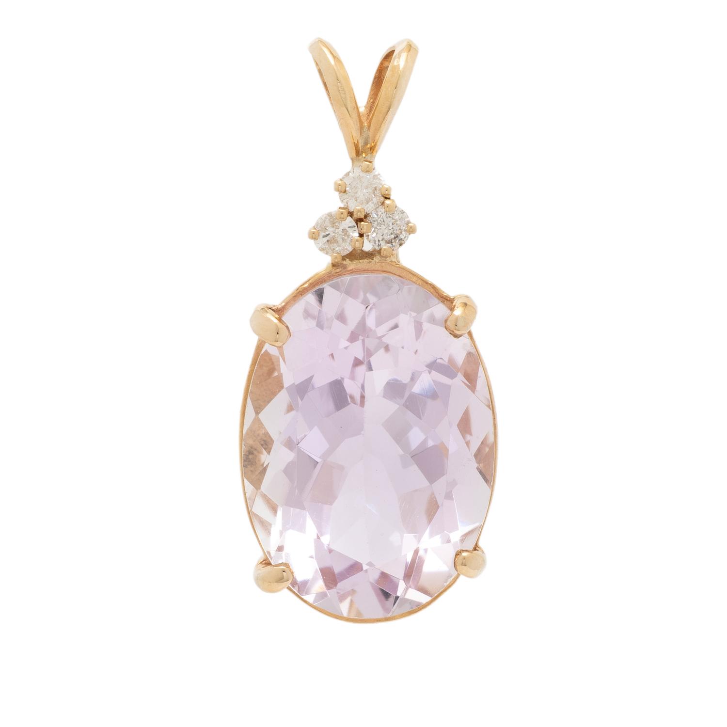 ROSE QUARTZ AND DIAMOND PENDANT