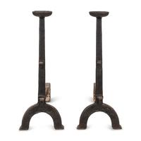 A Pair of Gothic Style Iron Andirons