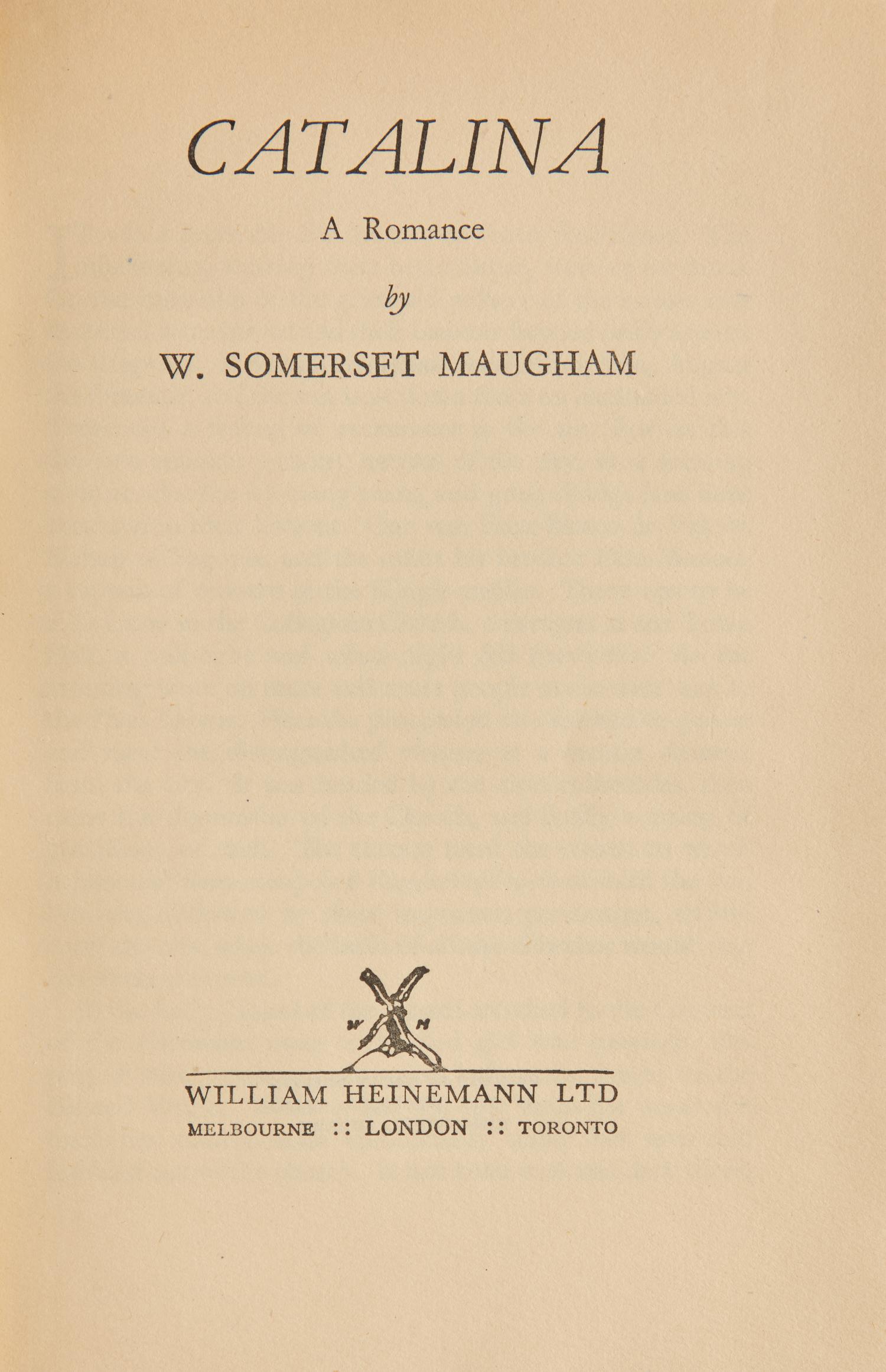 [Literature] Maugham, W. Somerset. Catalina A Romance