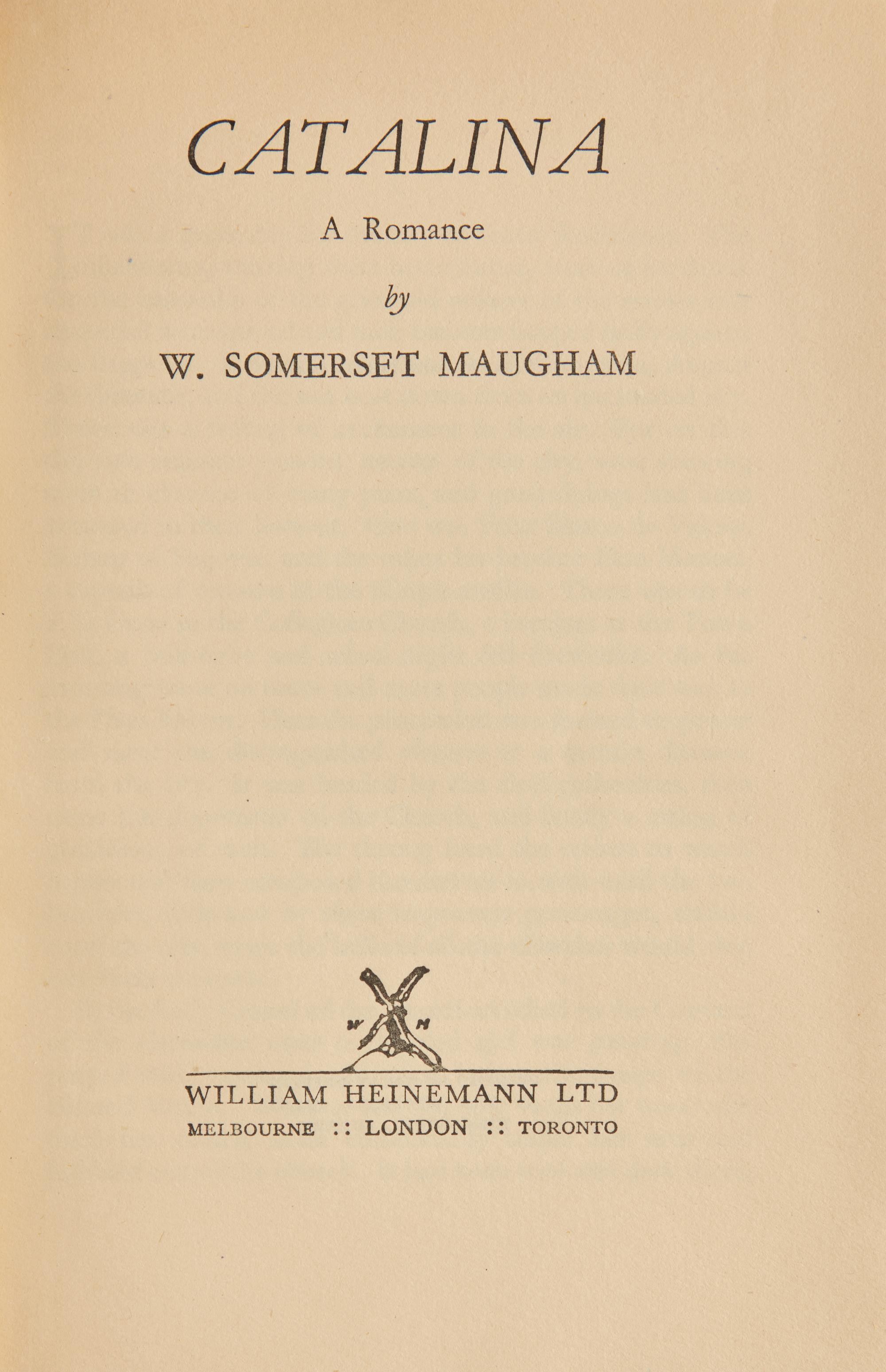 [Literature] Maugham, W. Somerset. Catalina A Romance