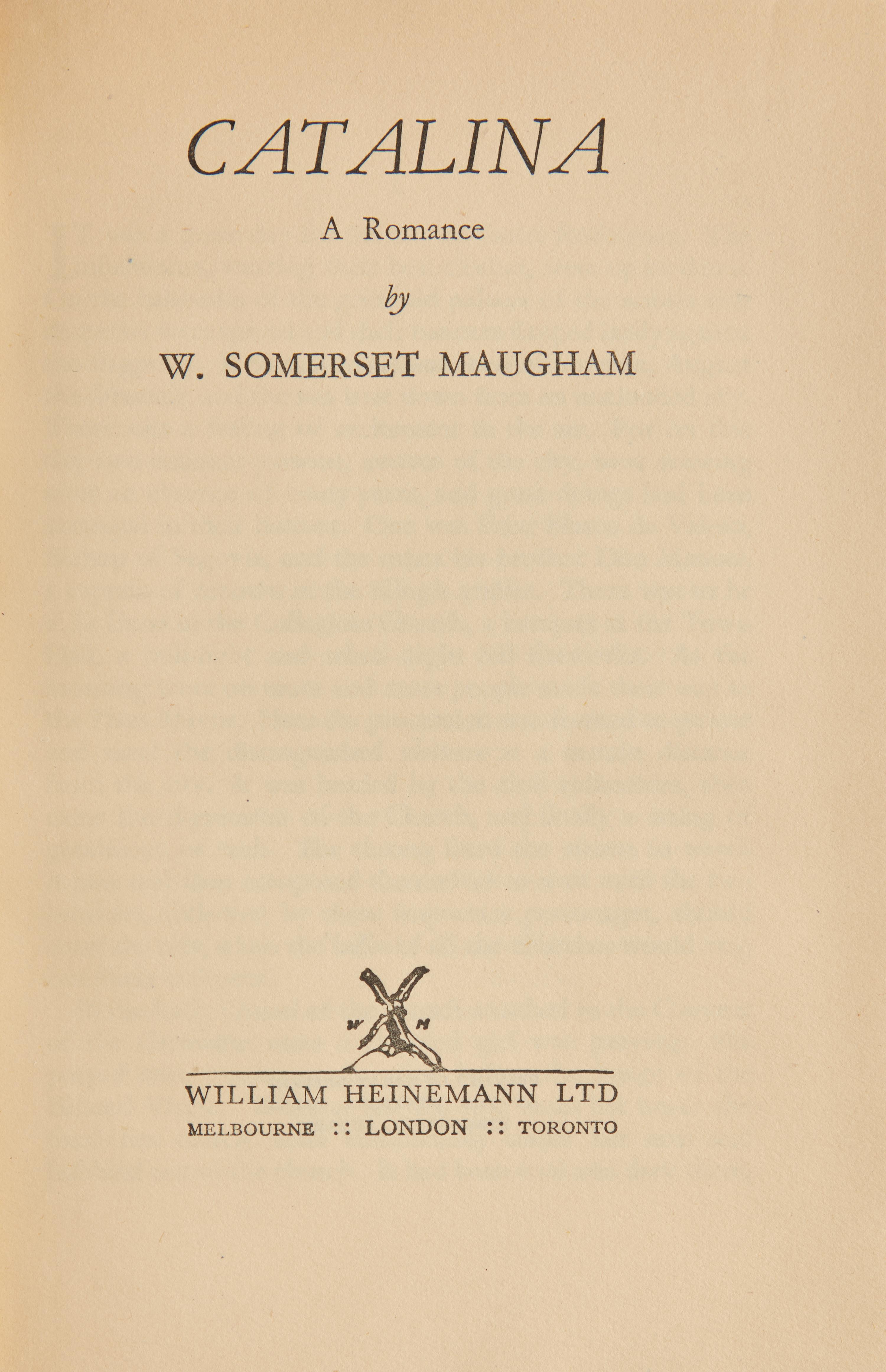 [Literature] Maugham, W. Somerset. Catalina A Romance