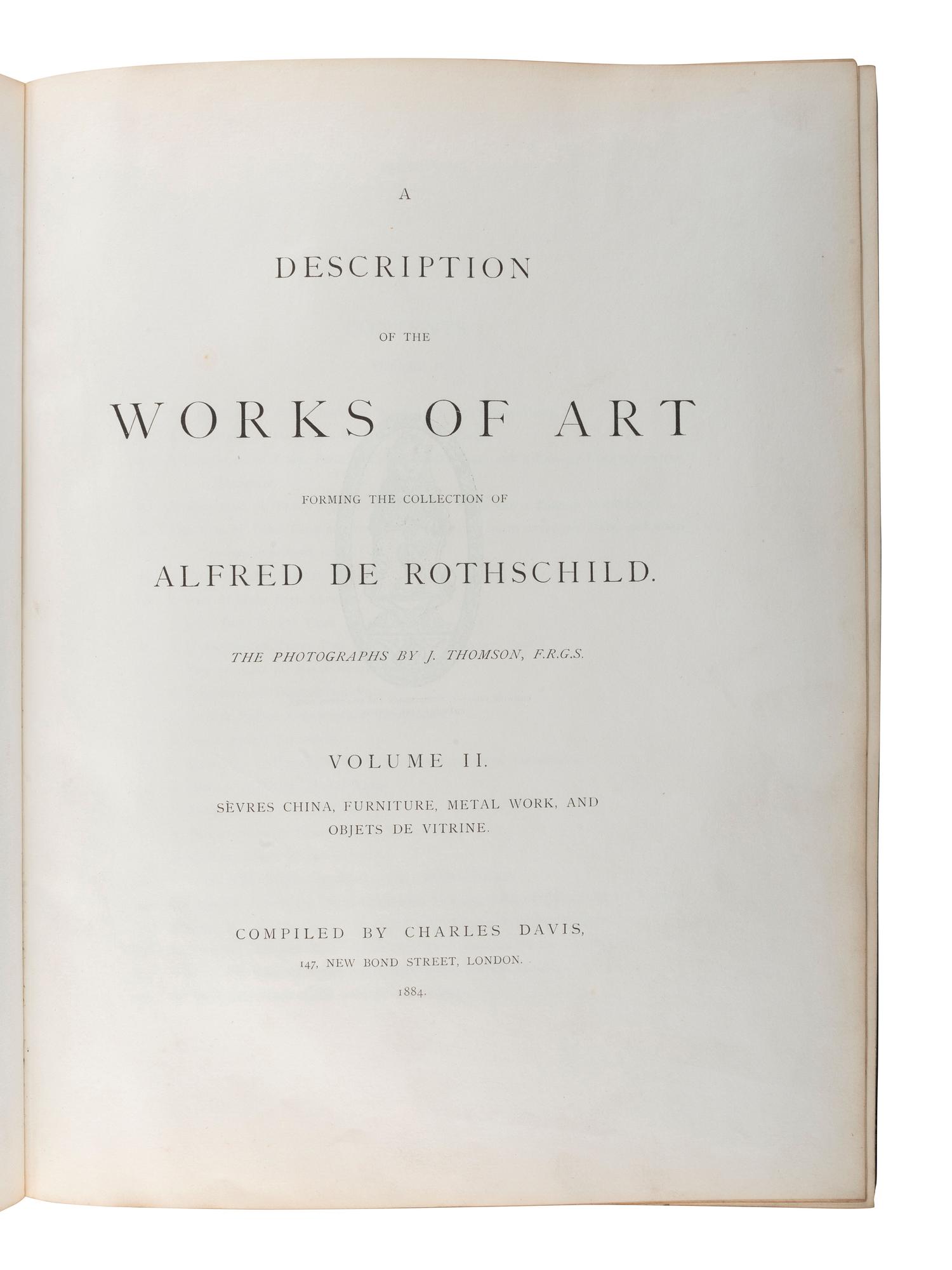 [EARLY PHOTOGRAPHY]. THOMSON, JOHN (1837-1921), photographer. A Description of the Works of Art Forming the Collection of Alfred De Rothschild. London: Chiswick Press, 1884. Volume 2 only. ORIGINAL BINDING BY DE COVERLY.