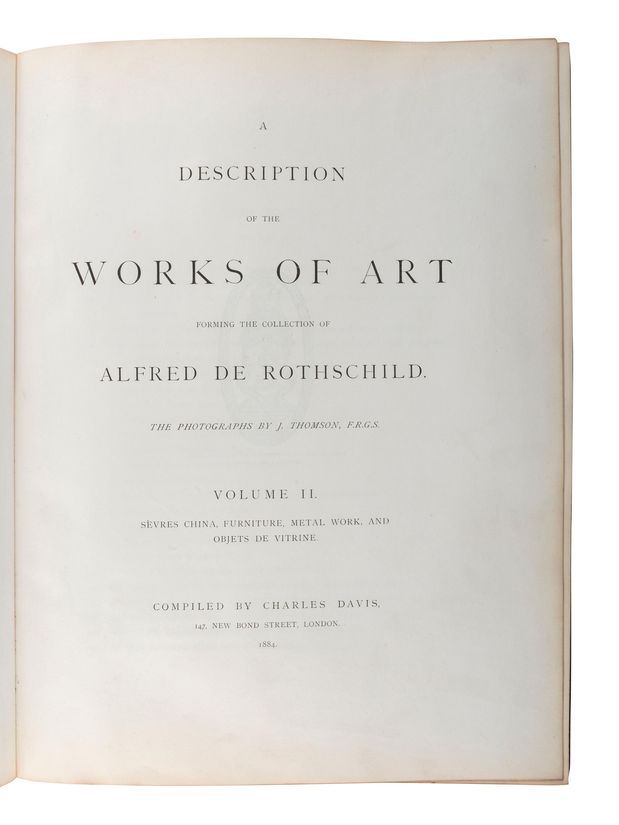[EARLY PHOTOGRAPHY]. THOMSON, JOHN (1837-1921), photographer. A Description of the Works of Art Forming the Collection of Alfred De Rothschild. London: Chiswick Press, 1884. Volume 2 only. ORIGINAL BINDING BY DE COVERLY.