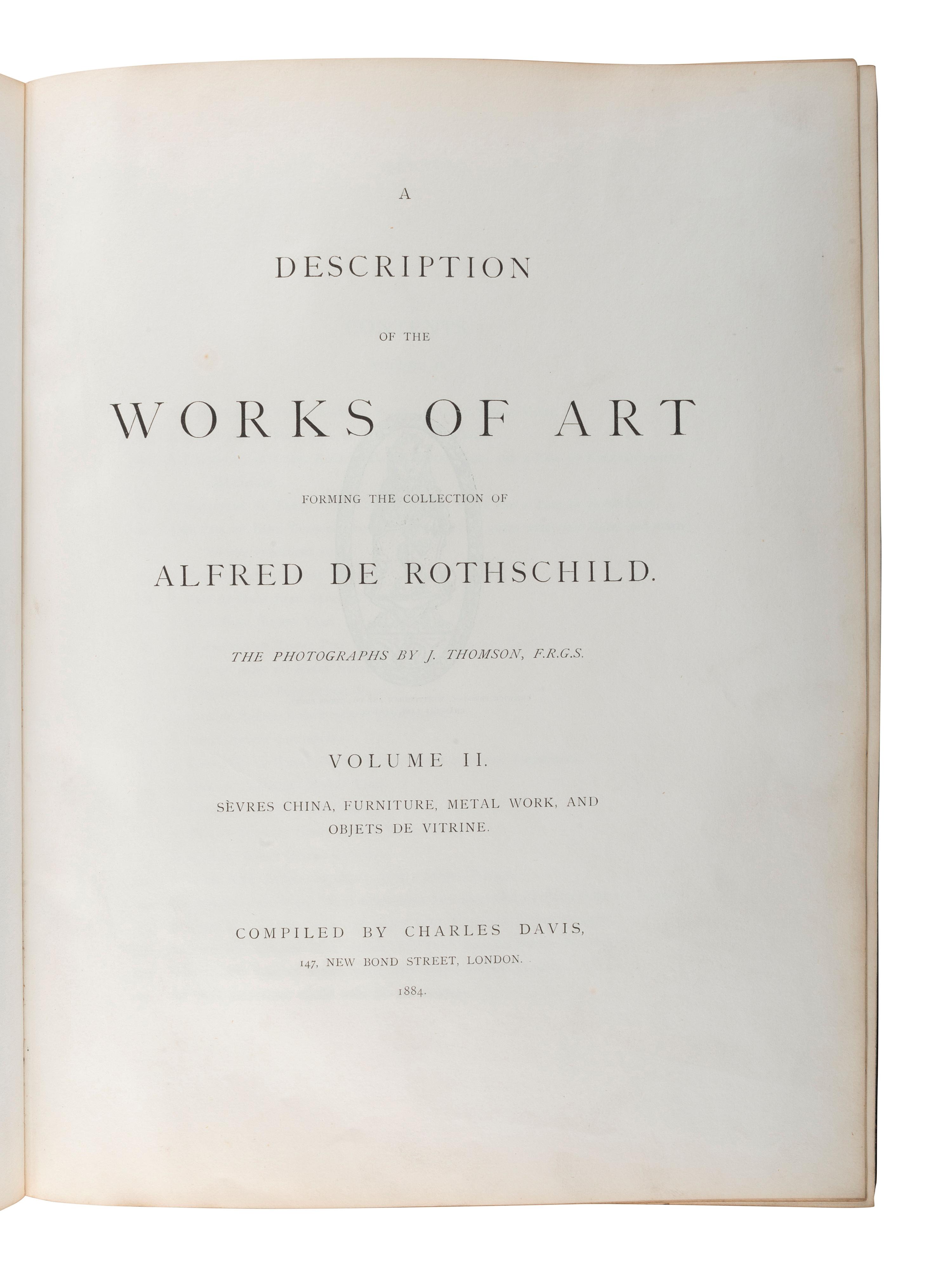 [EARLY PHOTOGRAPHY]. THOMSON, JOHN (1837-1921), photographer. A Description of the Works of Art Forming the Collection of Alfred De Rothschild. London: Chiswick Press, 1884. Volume 2 only. ORIGINAL BINDING BY DE COVERLY.