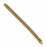 MULTIGEM, DIAMOND, AND YELLOW GOLD BRACELET