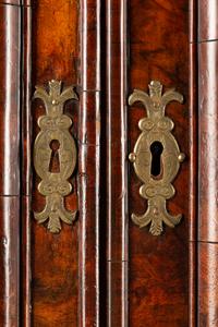 A George II Burl Walnut Slant-Front Secretary Bookcase