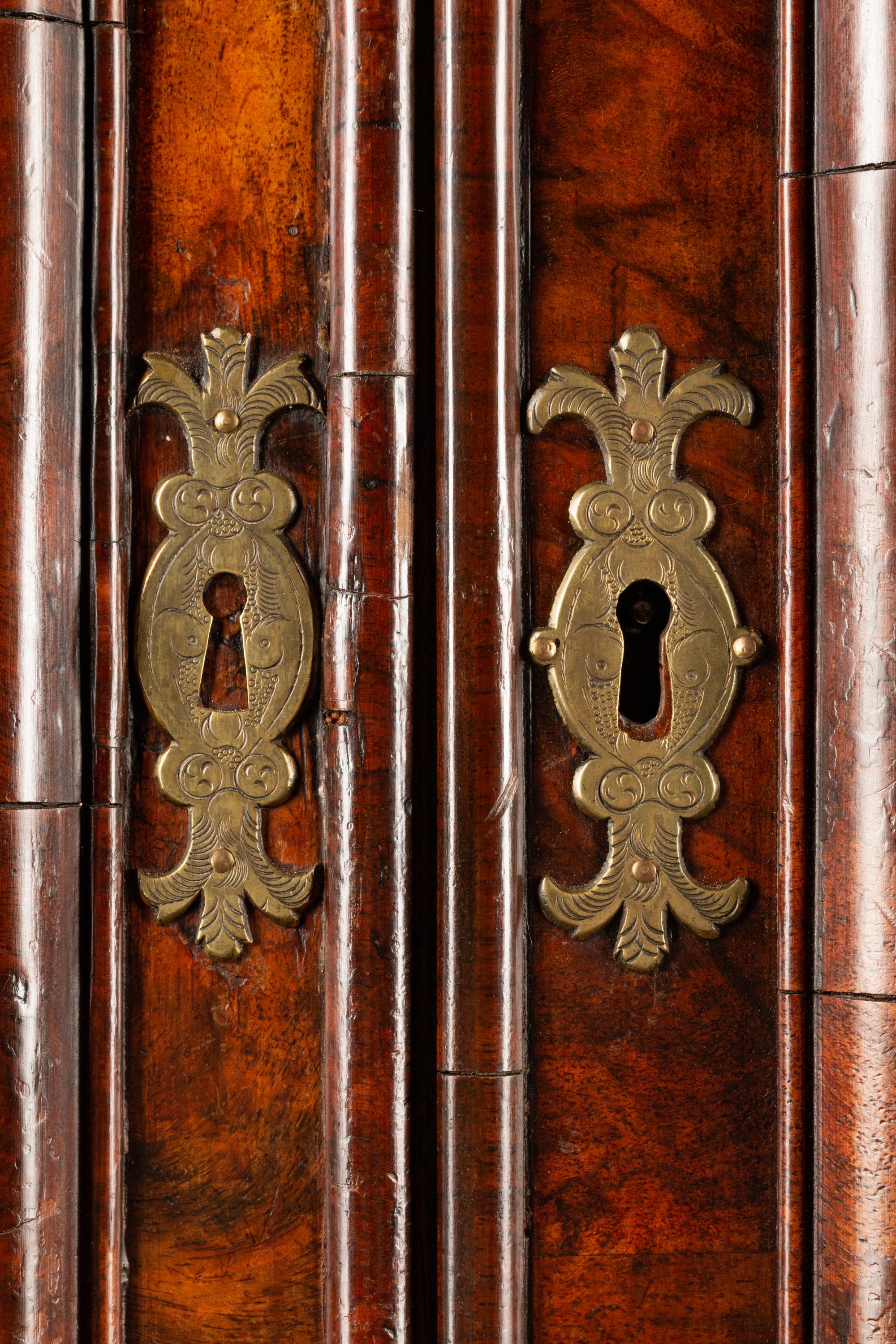 A George II Burl Walnut Slant-Front Secretary Bookcase