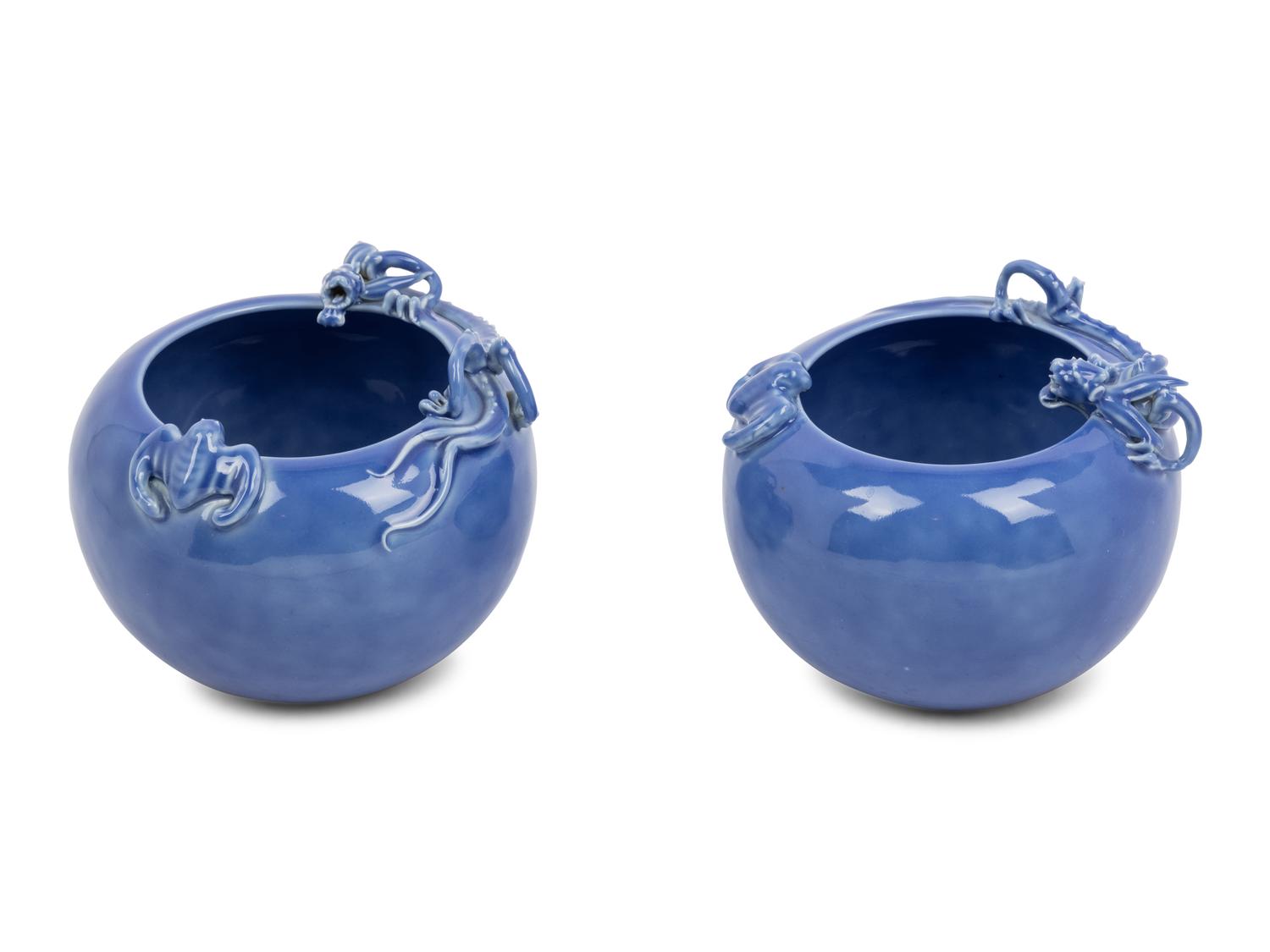 A Pair of Claire-de-Lune Glazed Porcelain Brush Washers