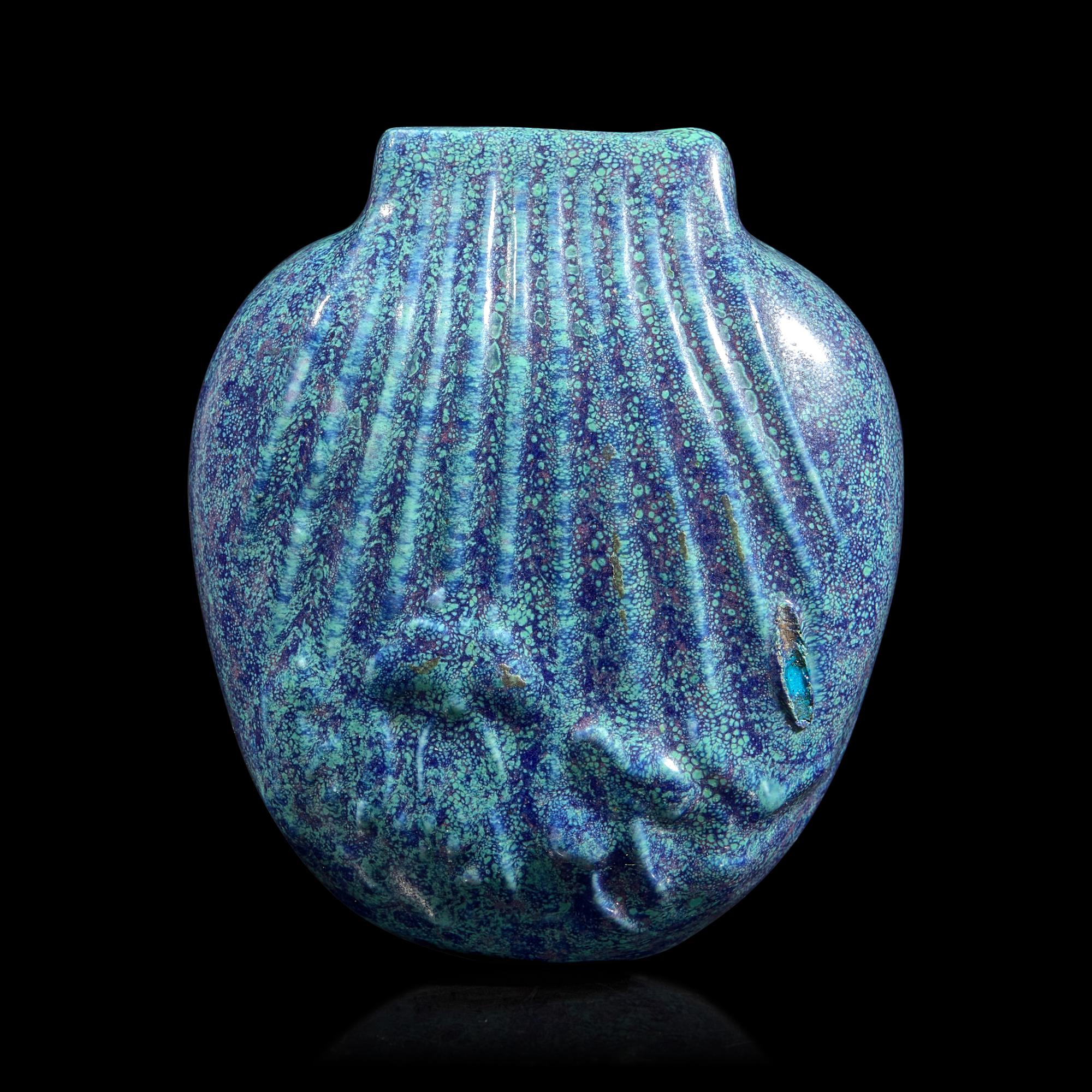 An Unusual "Robin's-Egg" Glazed Porcelain Purse-Form Snuff Bottle, 19th Century
