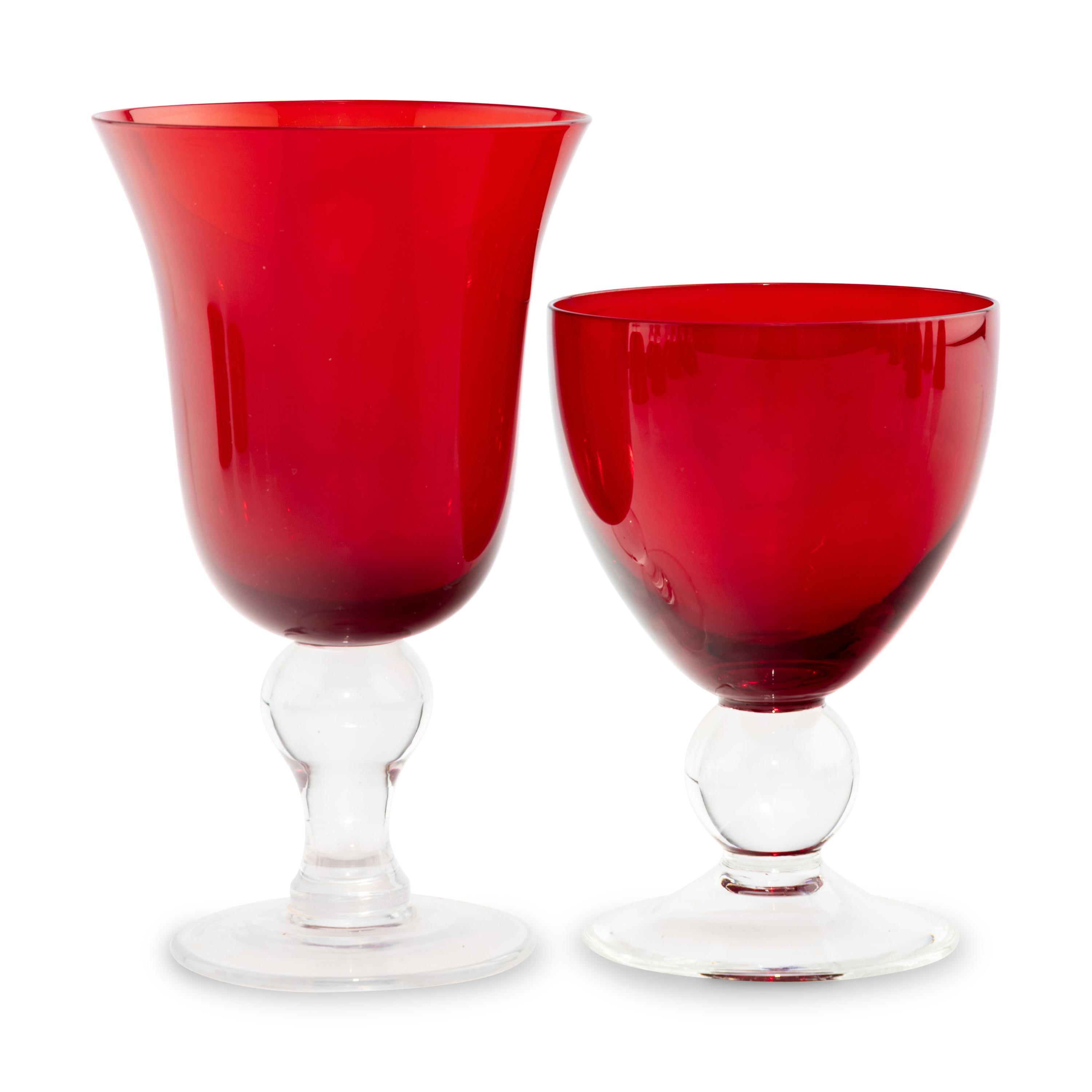 A Set of Red Glass Stemware