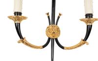 A Pair of Empire Style Gilt and Enameled Metal Two-Light Sconces