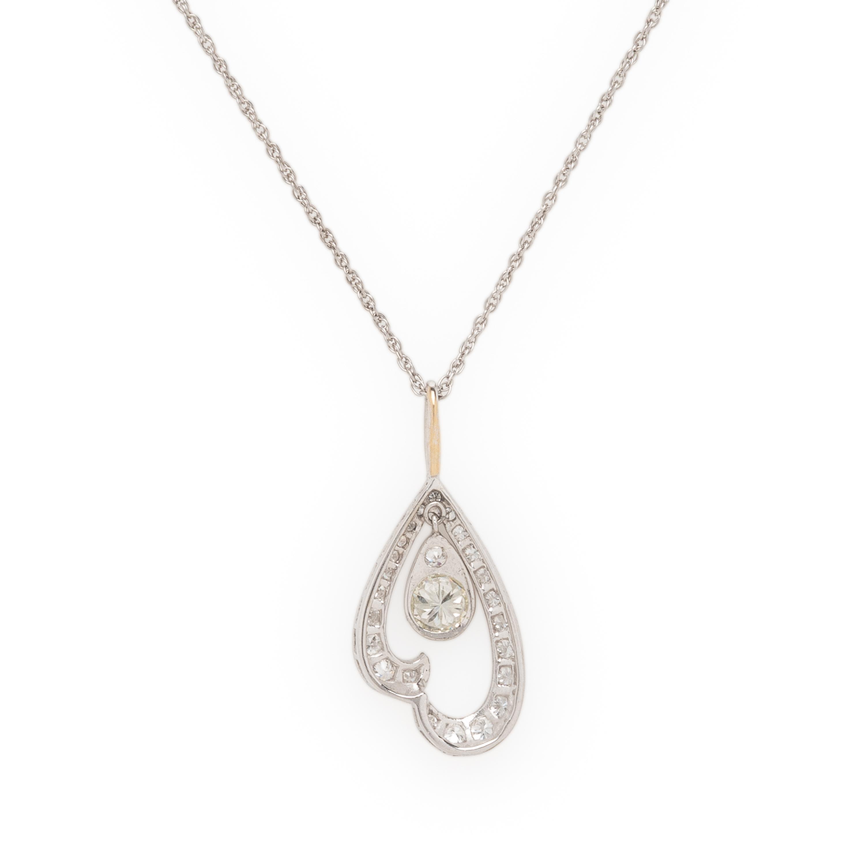 Diamond and White Gold Pendant Necklace