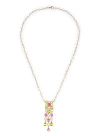 CULTURED PEARL AND GEMSTONE NECKLACE