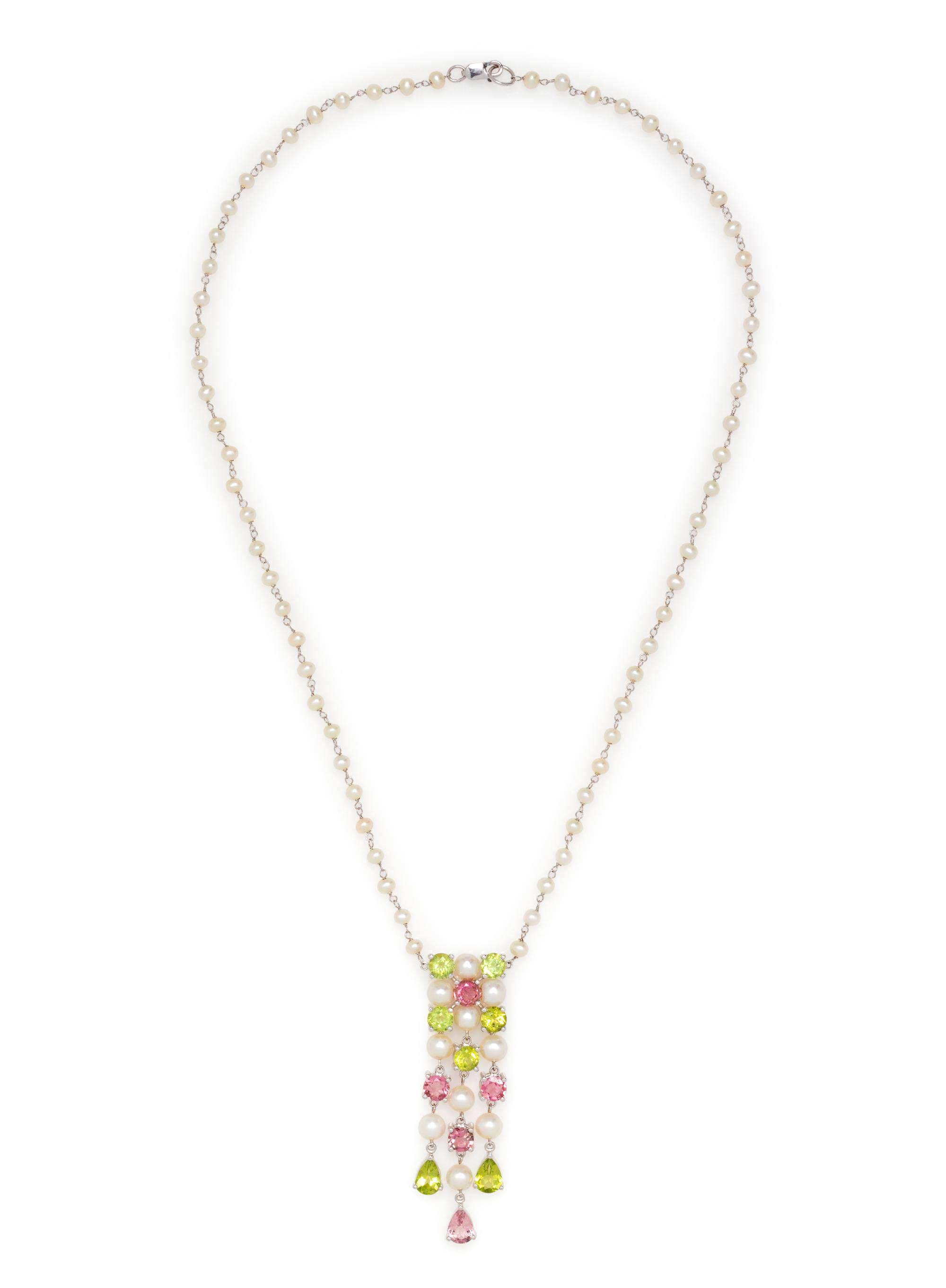 CULTURED PEARL AND GEMSTONE NECKLACE