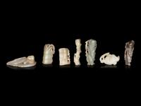 Seven Chinese Celadon Jade Carvings