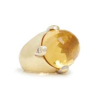 YELLOW GOLD, CITRINE AND DIAMOND RING