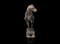 A Chinese patinated copper alloy "Horse" censer, 17th/18th century or earlier 銅加漆馬銅爐 十七十八世紀或更早