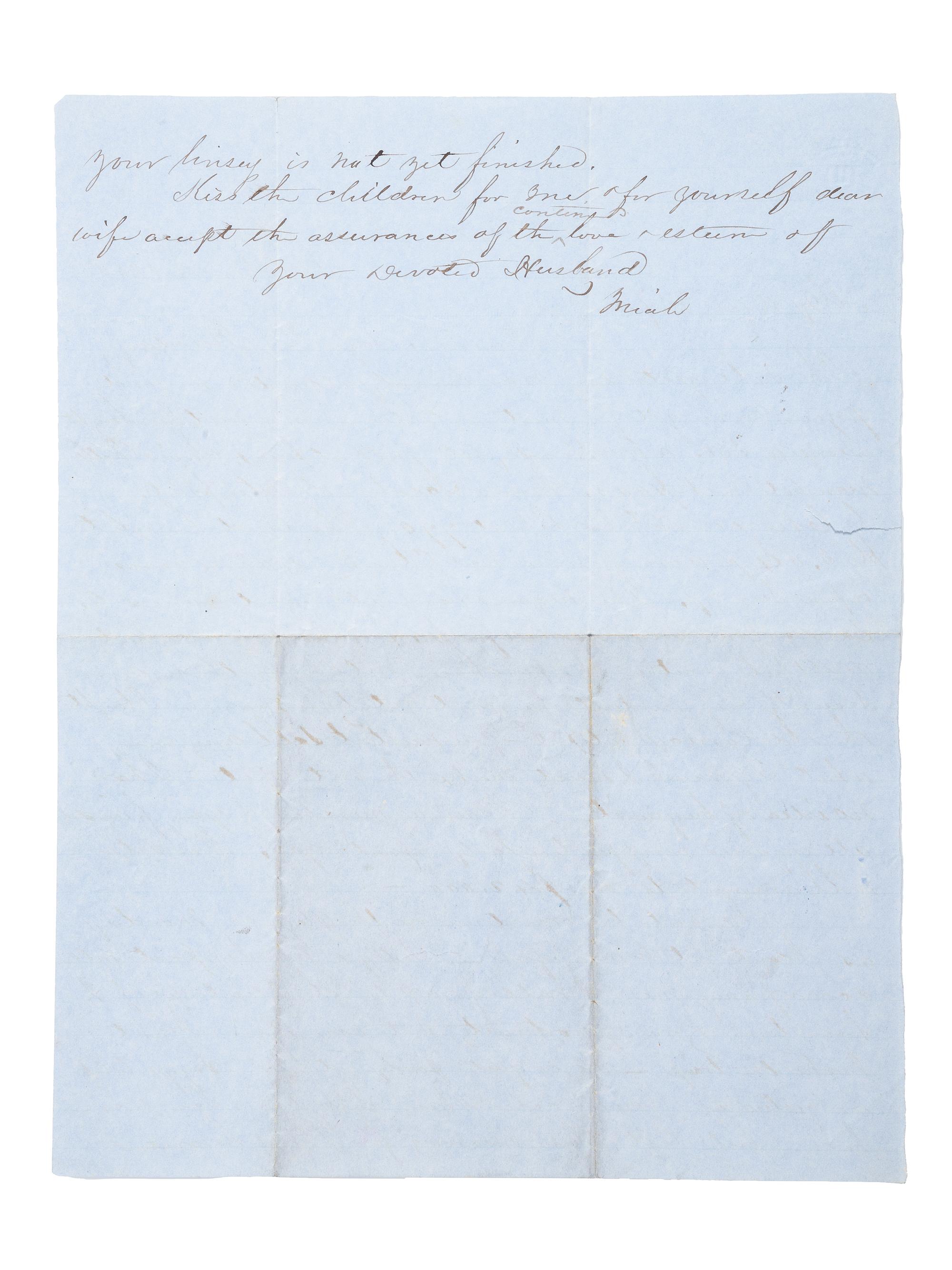 [SLAVERY & ABOLITION]. Letter referencing the sale prices of five named enslaved subjects. Cedar Grove, [KY?], 1855.
