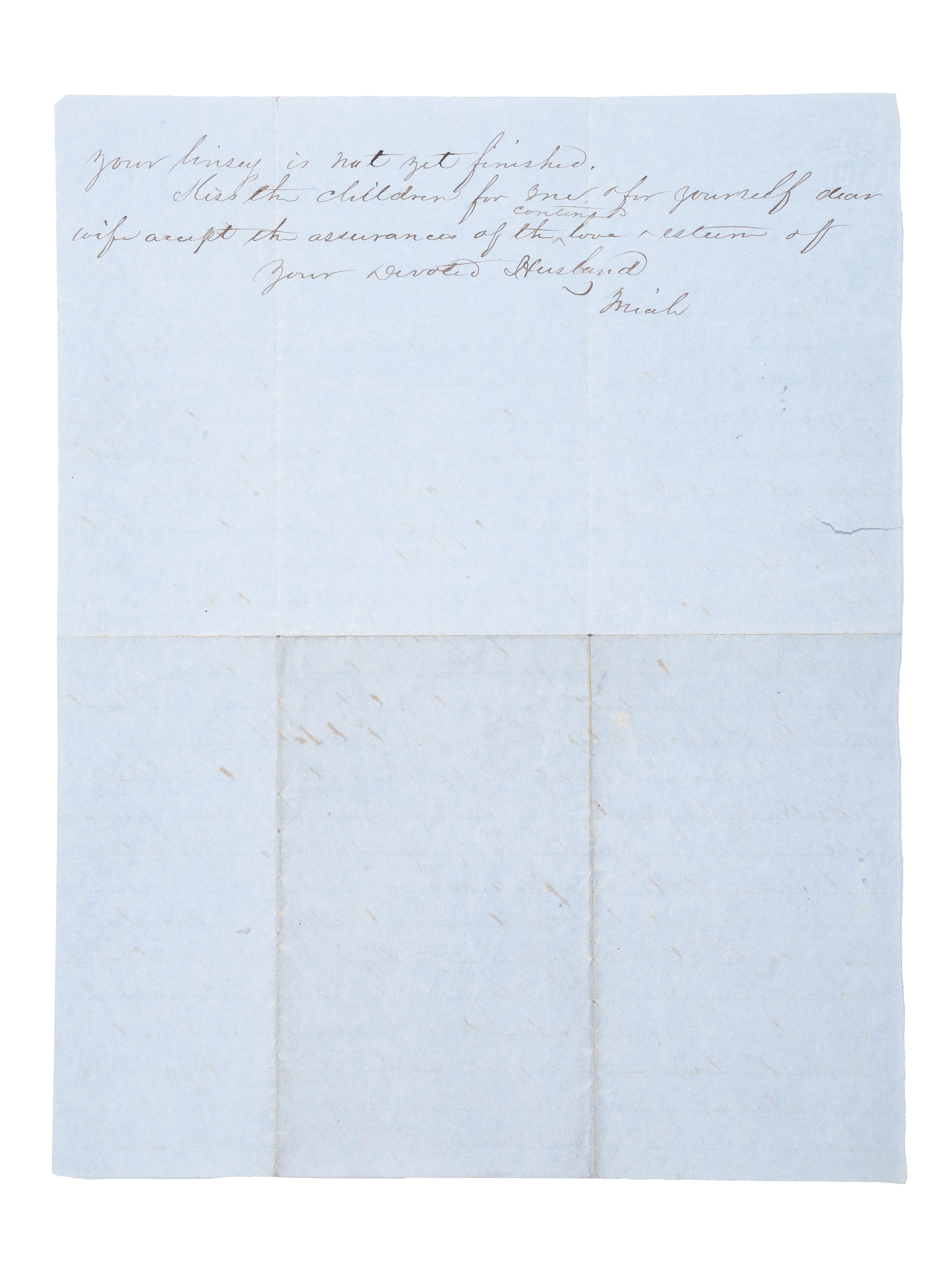 [SLAVERY & ABOLITION]. Letter referencing the sale prices of five named enslaved subjects. Cedar Grove, [KY?], 1855.
