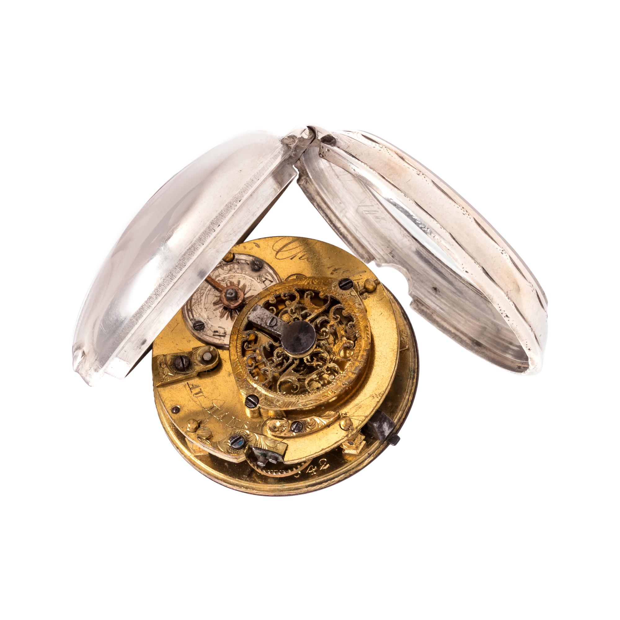 SILVER OPEN FACE POCKET WATCH