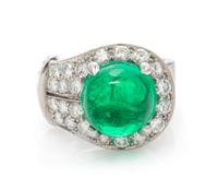 A Platinum, Colombian Emerald and Diamond Ring, Trabert & Hoeffer-Mauboussin, 8.40 dwts.