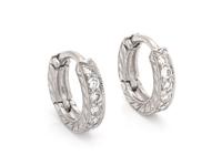 A Pair of White Gold and Diamond Hoop Earrings,