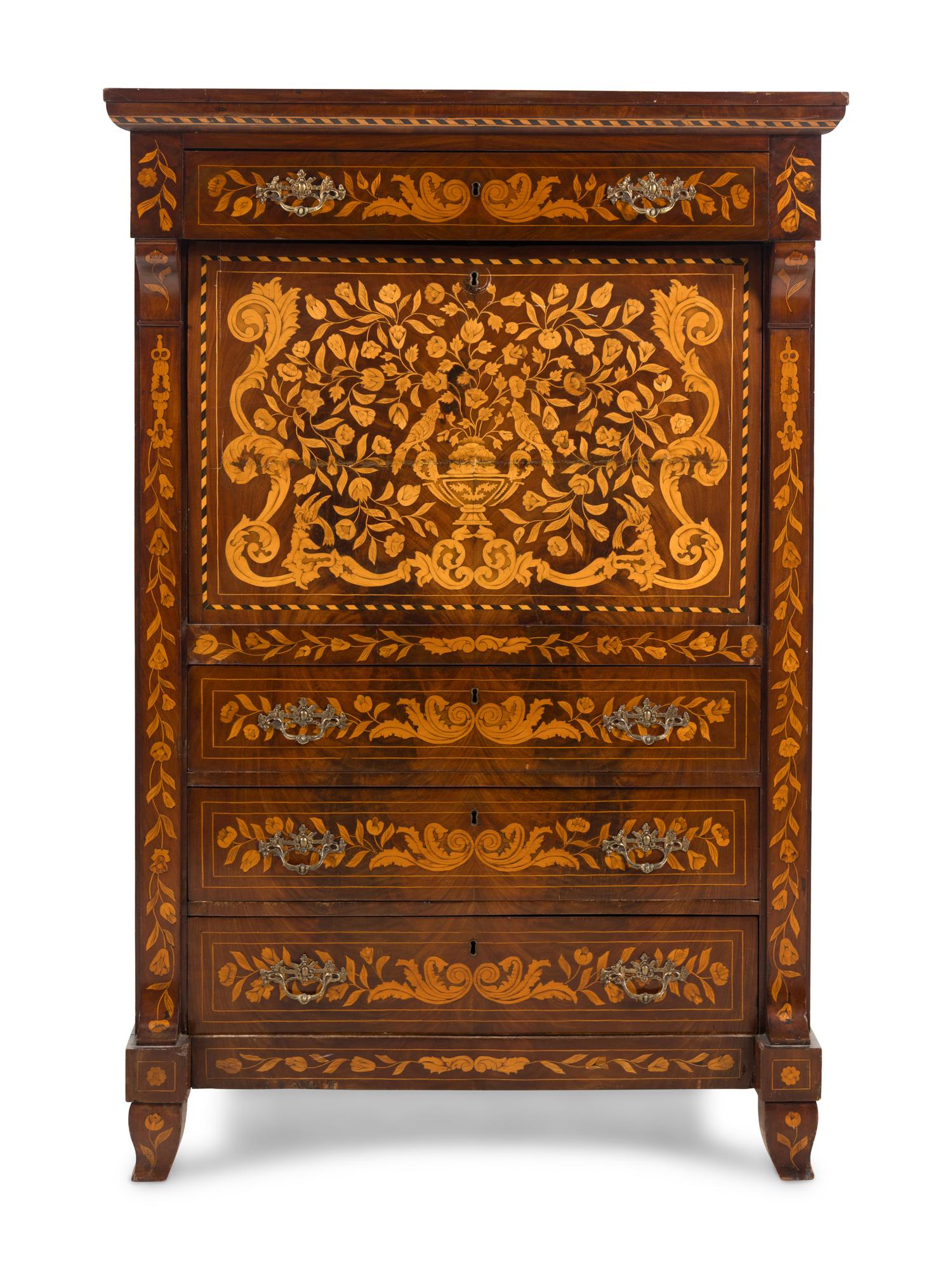 A Dutch Marquetry Secrétaire à Abattant