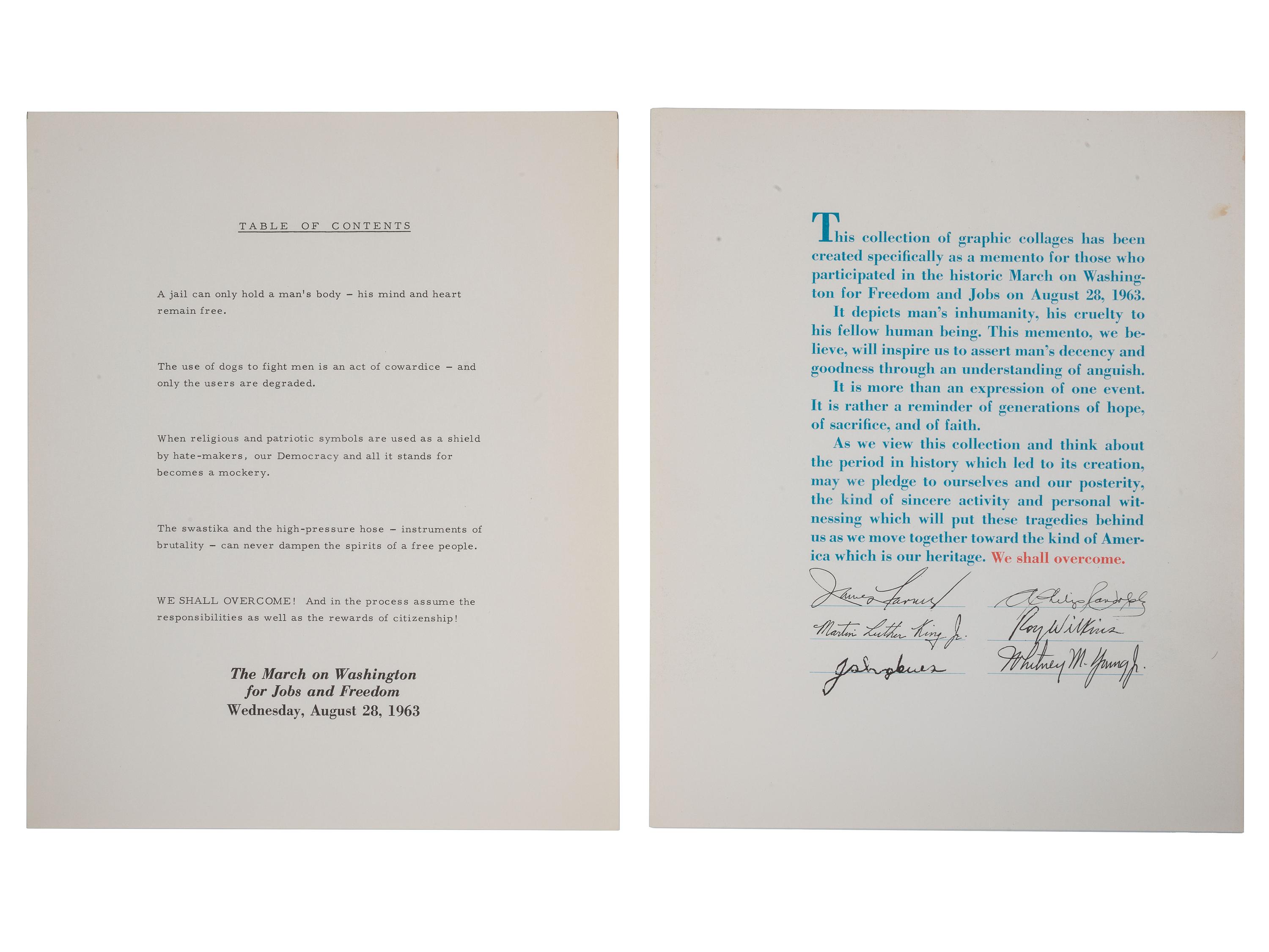 [CIVIL RIGHTS]. LO MONACO, Louis (20th century). March on Washington for Jobs and Freedom August 28, 1963: We Shall Overcome. New York: Urban League, [1963].