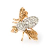 A 14 Karat Yellow Gold and Diamond Bee Pin, 2.70 dwts.