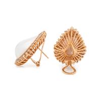 CULTURED MABE PEARL AND DIAMOND EARCLIPS