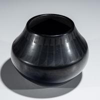 Blackware Pottery Jar, with Gunmetal Finish