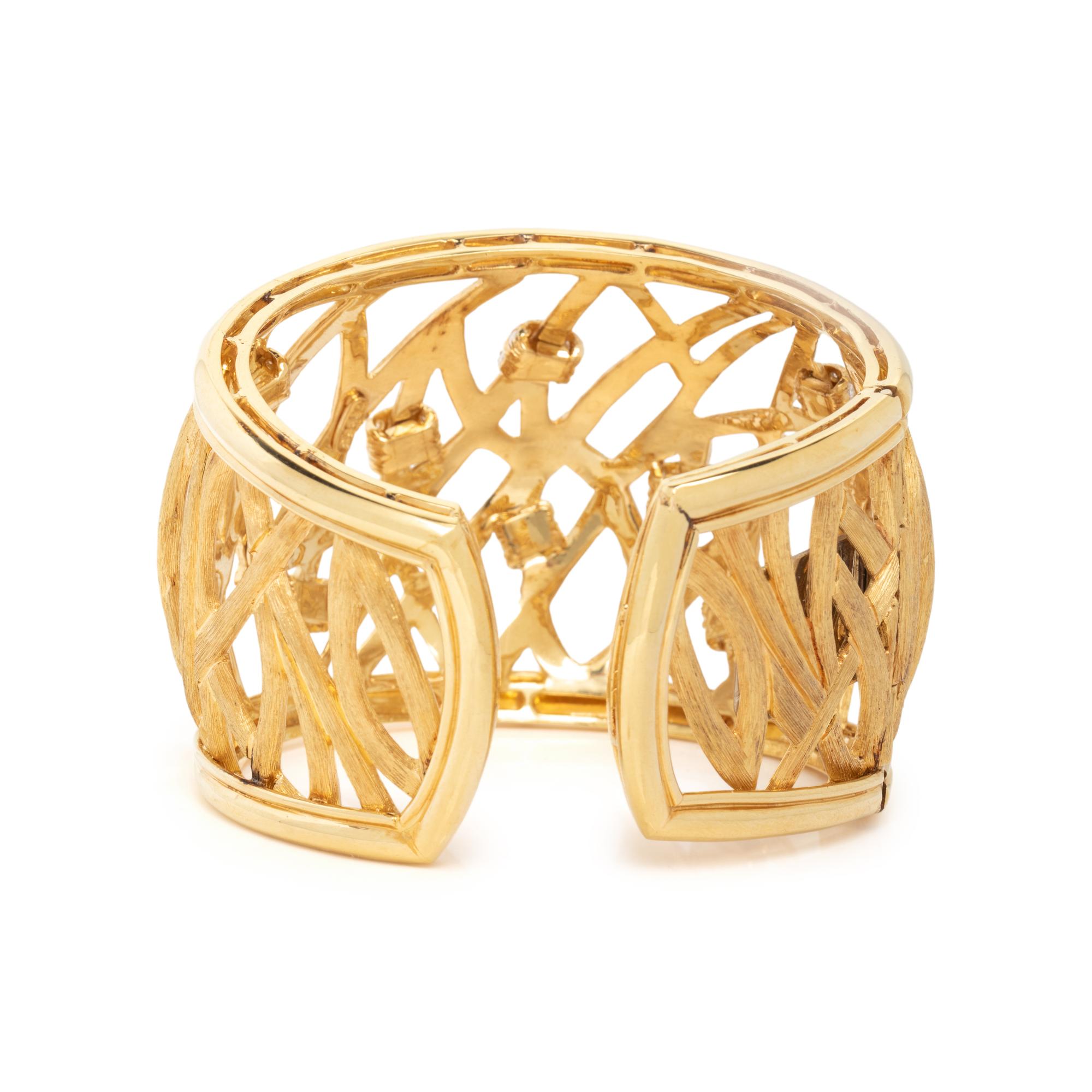HENRY DUNAY, YELLOW GOLD AND DIAMOND CUFF BRACELET
