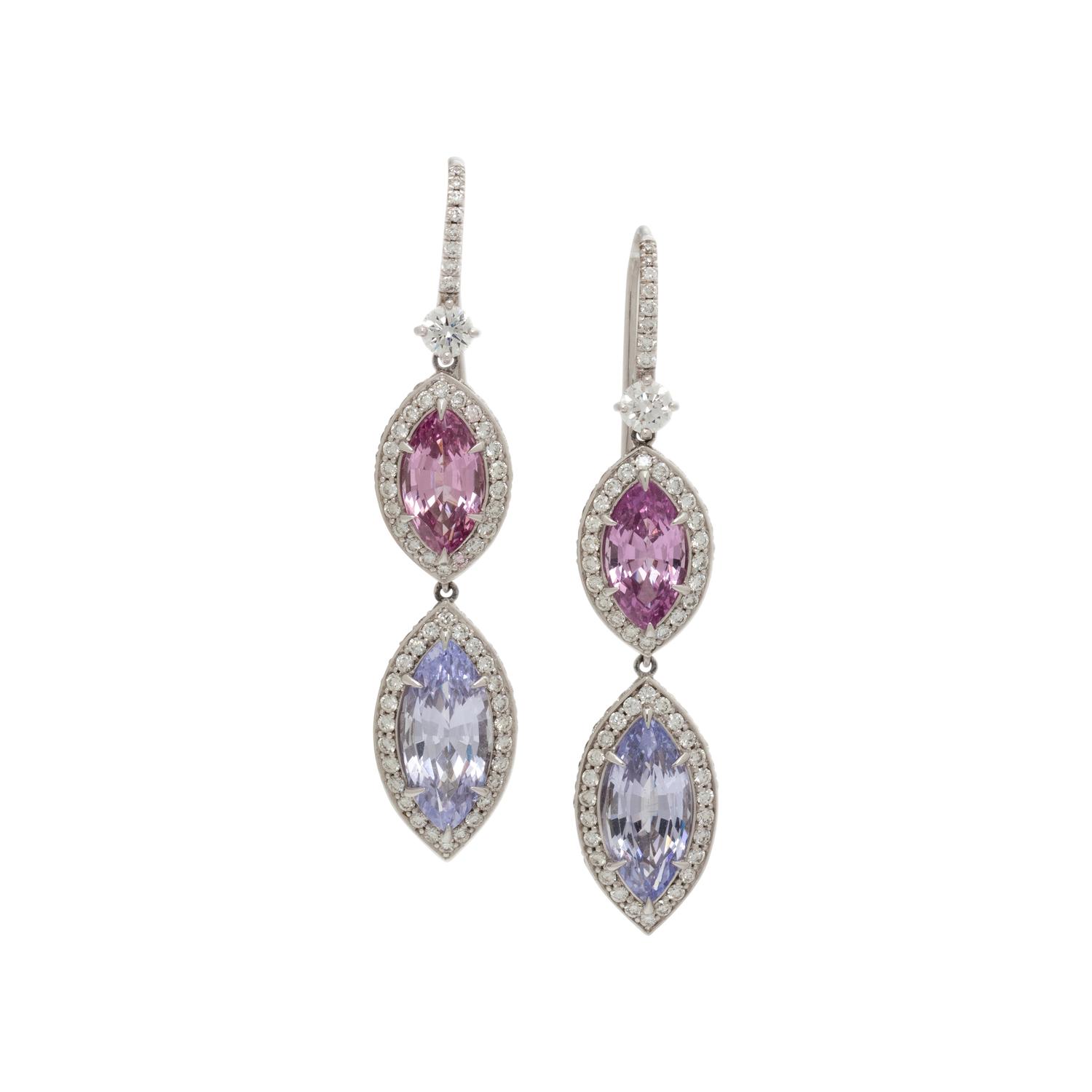DIAMOND AND MULTICOLOR SPINEL EARRINGS