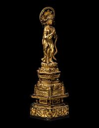 A Japanese Gilt Wood Figure of Kannon