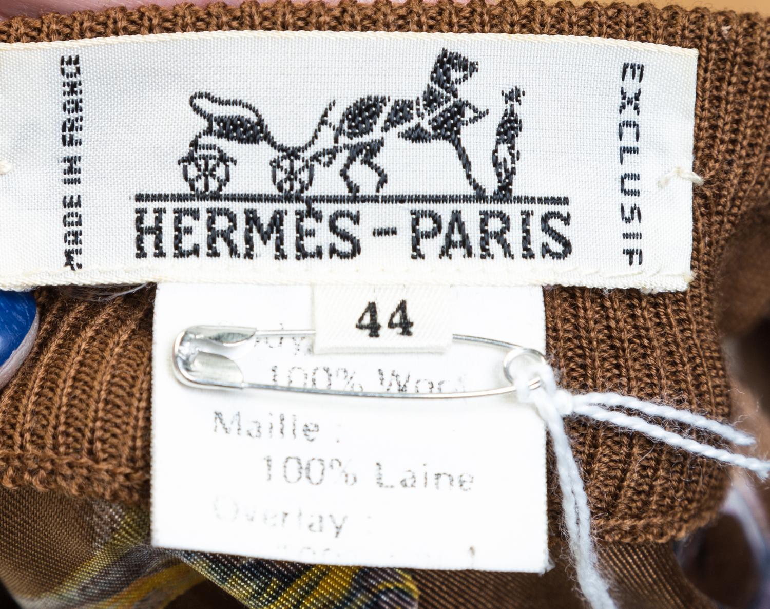 An Hermes Brown Silk Sweater, Size 44.