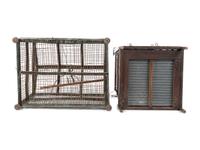 Three Folk Art Bird Cages and a Birdhouse